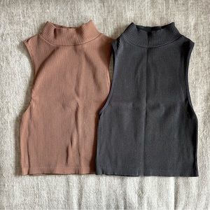 Zara Ribbed Mock Neck Tanks